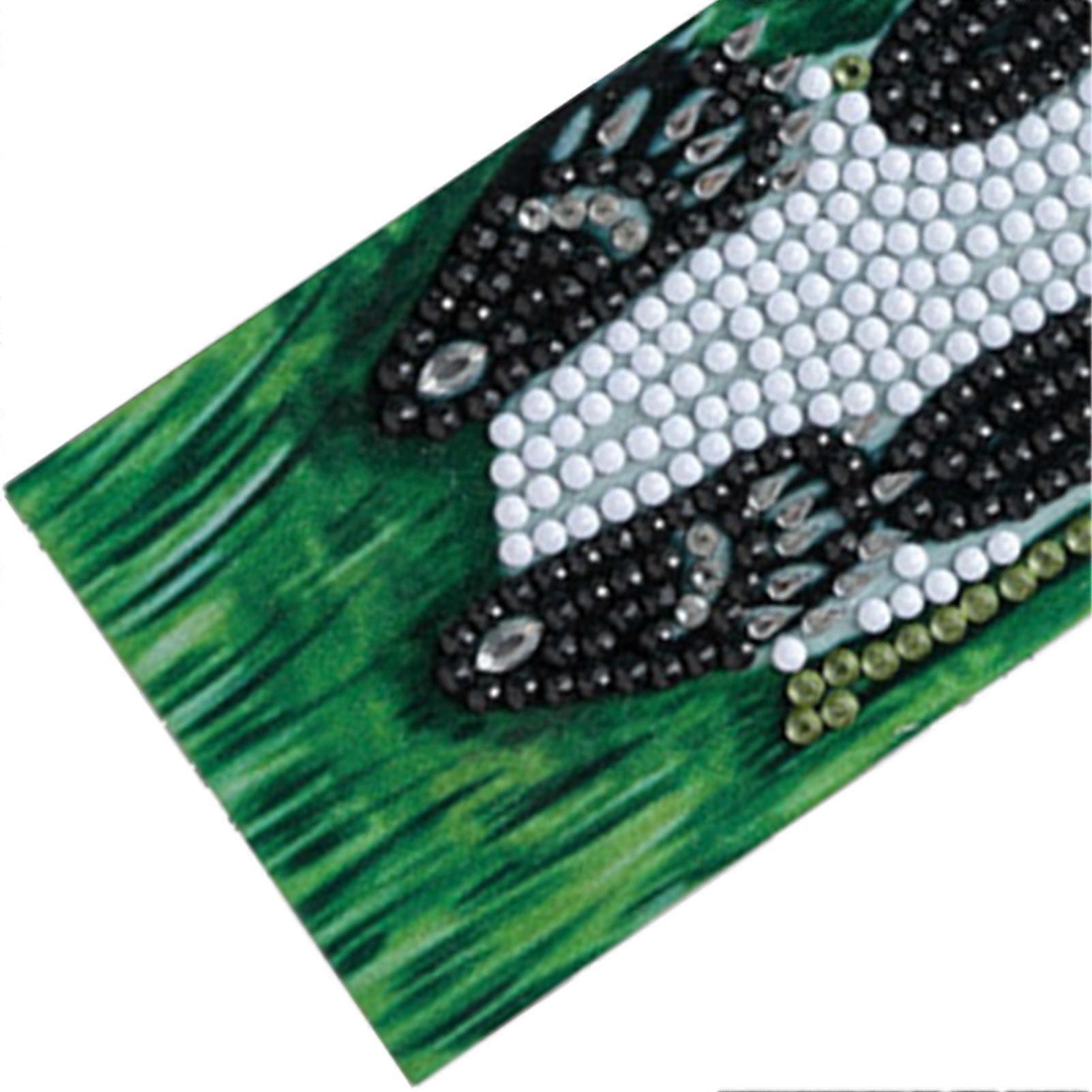 2 Set Diamond Bookmarks 5D DIY Painting Crystal Fancy Shape Round Hanging Craft Panda Pattern