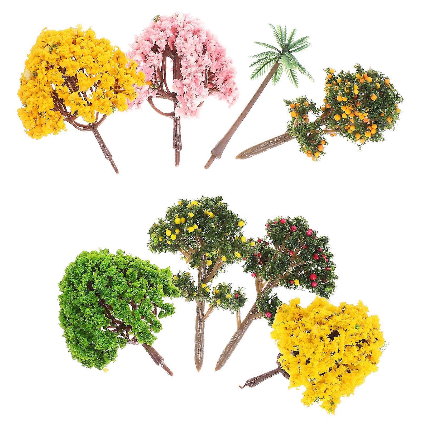 Material Mini Trees For Crafting Decorative Addition Easy Placement Assorted Color 7.00X5.00X3.50cm 8Pcs