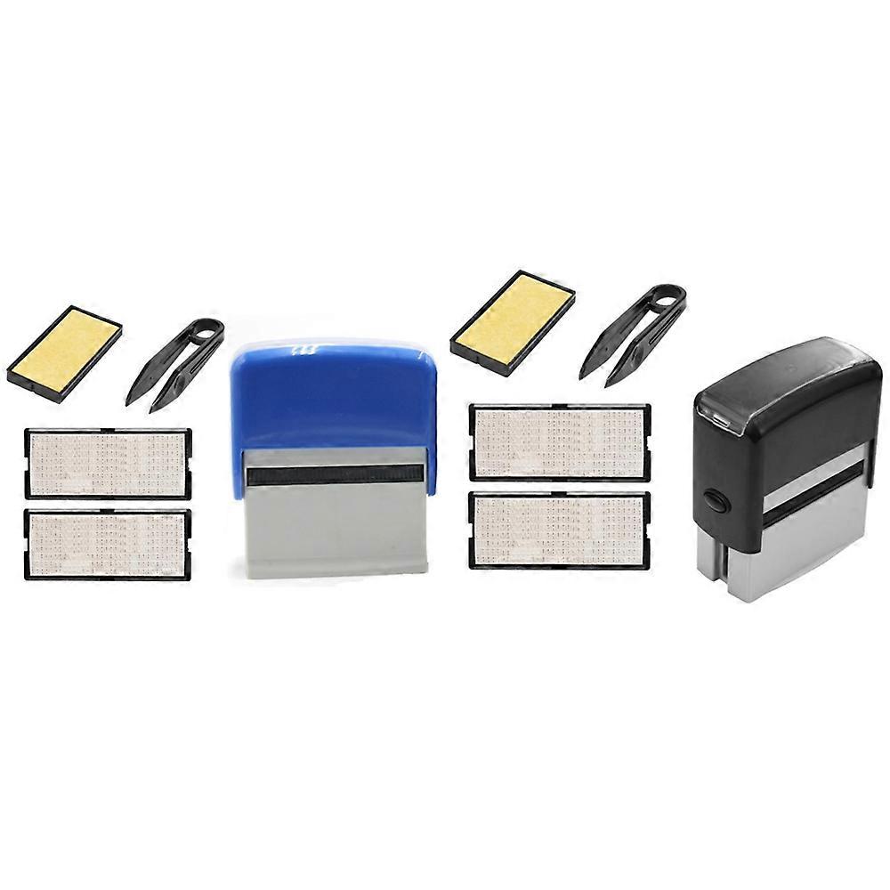 2 Set Self Inking Stamp Set Diy Business Name Number Address Printing Rubber Stamp with Tweezers Kit