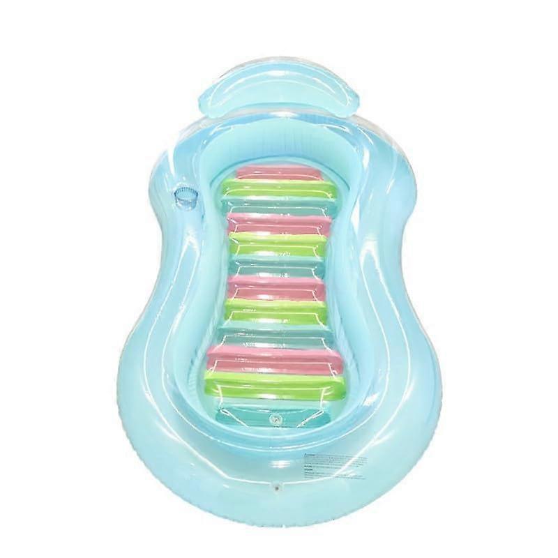 Inflatable pool float with headrest and drink holder for adults