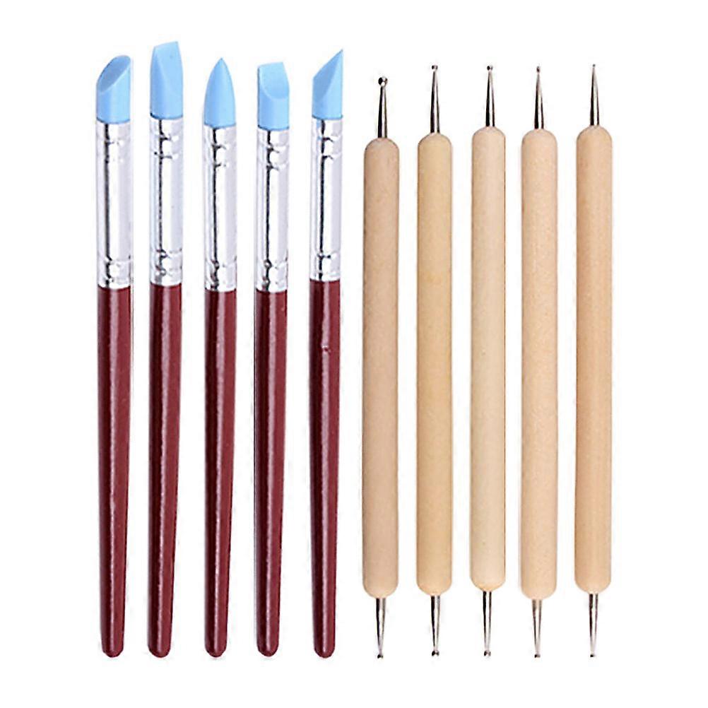 1 Set 14 Pcs Clay Pottery Tool Kit Stainless Steel Wooden Handle Modeling Trimming Ceramics