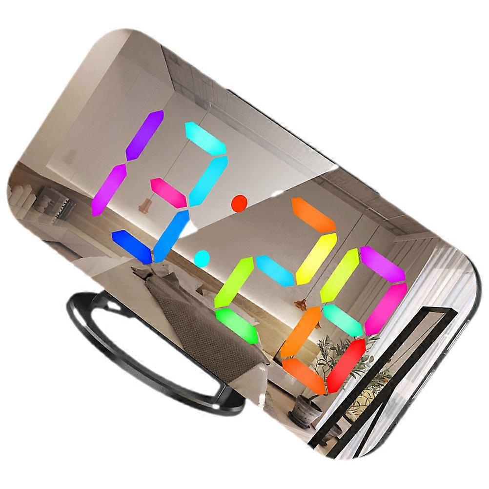 Rgb Alarm Clock 1Set Black Plastic with Rgb Display and Large Digital Clock for Bedroom Decor