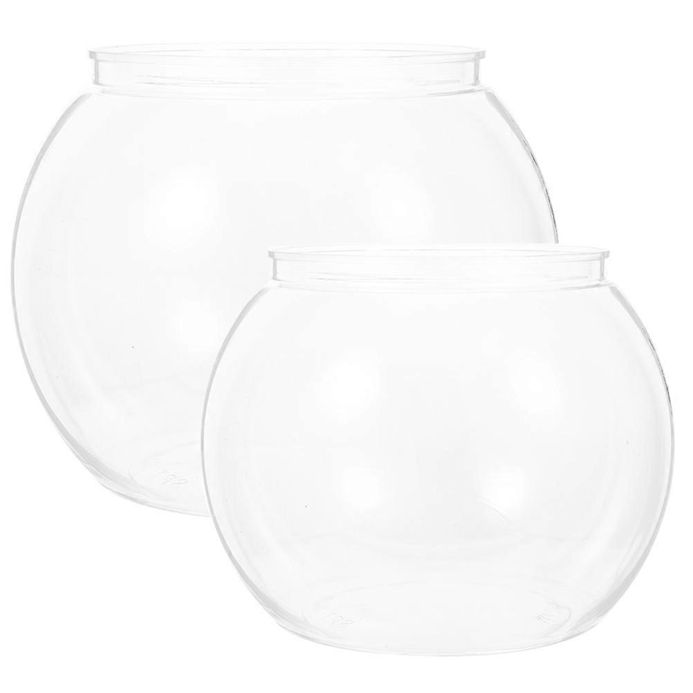 2pcs Small Transparent Plastic Fish Bowl Desktop Aquarium for Goldfish