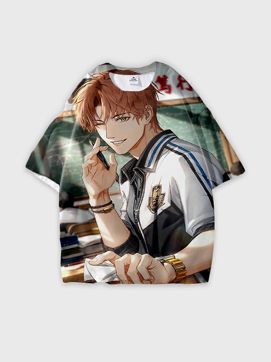 T-shirt round neck Role Pattern loose short sleeve E338