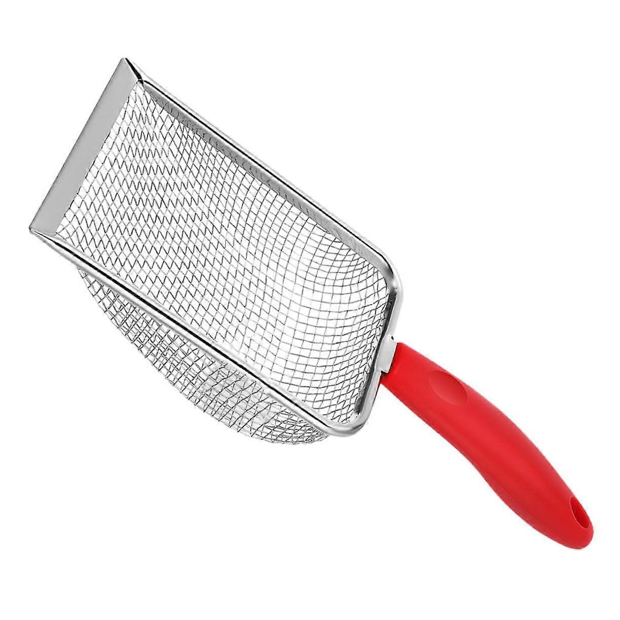 Stainless Steel Cat Litter Scoop - Red, Durable Design with Fine Mesh for Easy Sifting and Cleanup