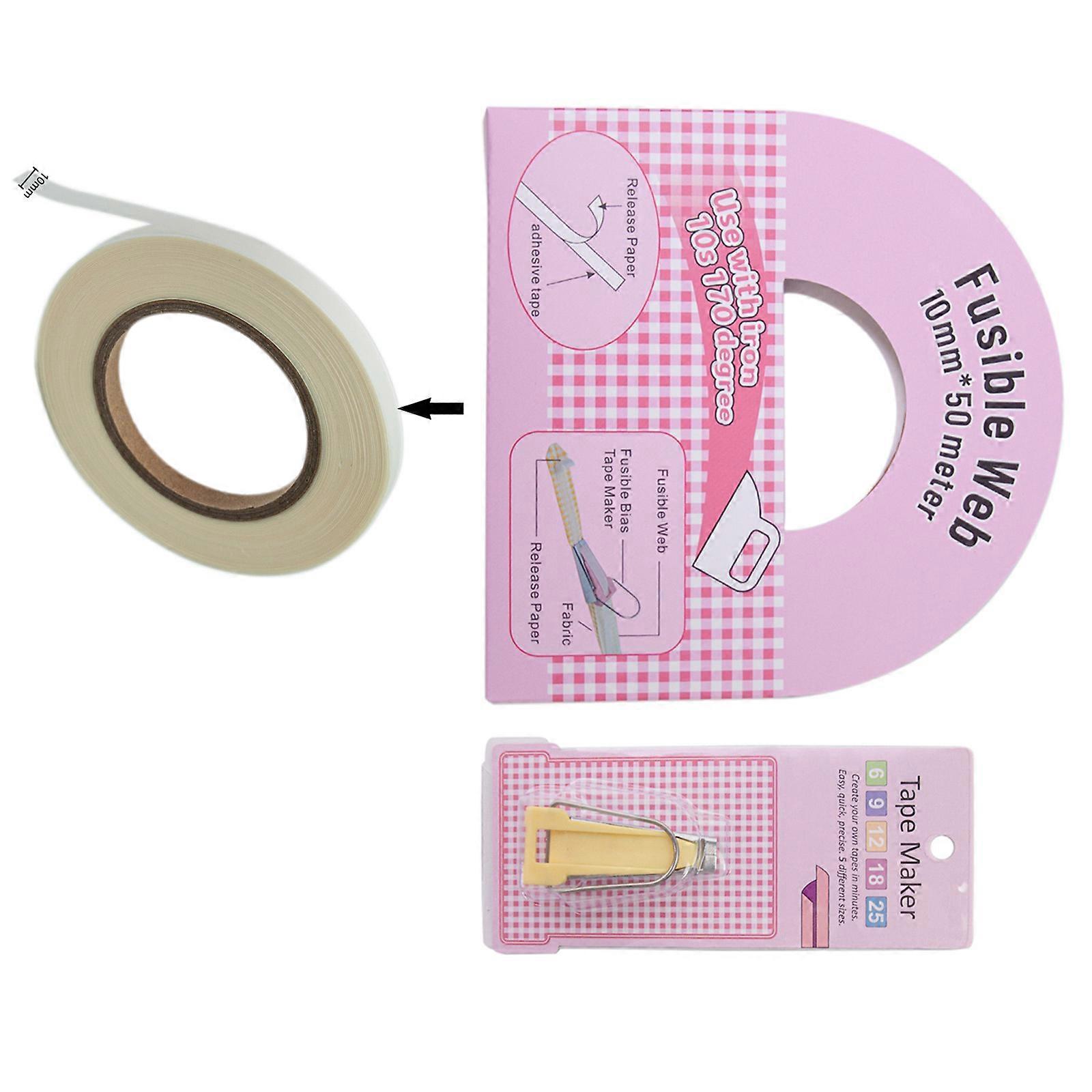 Sulava Bias Tape Maker ja sulava Bias Tape Set 1,64 jalkaa pitkä silitysrauta esijännityksen sidontateippiin ompelun ompelemiseen Askartelu Keltainen