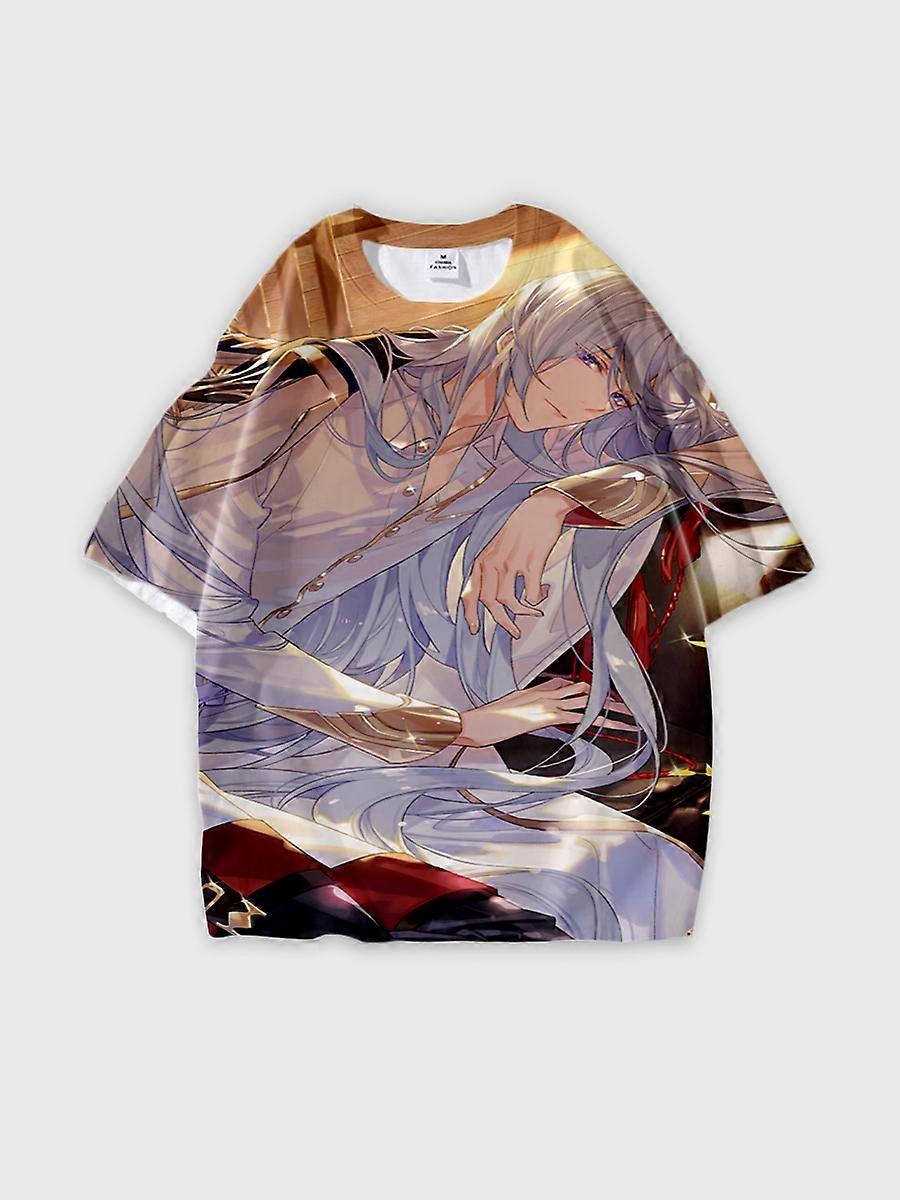 T-shirt round neck Animation Character Pattern loose short sleeve E3464