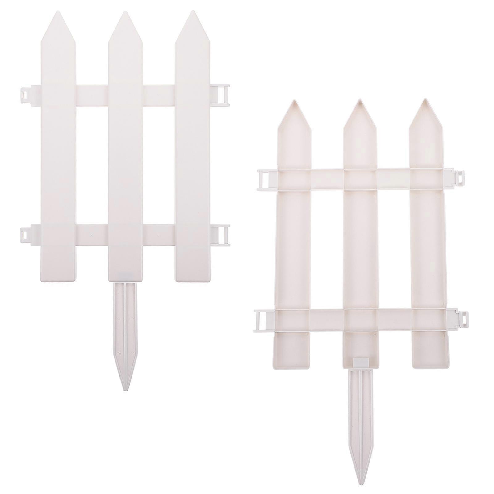 Garden Barrier Edging White Plastic Fence For Durable Lawn Edging Ideal For Flowerbeds And Paths 2 Sets
