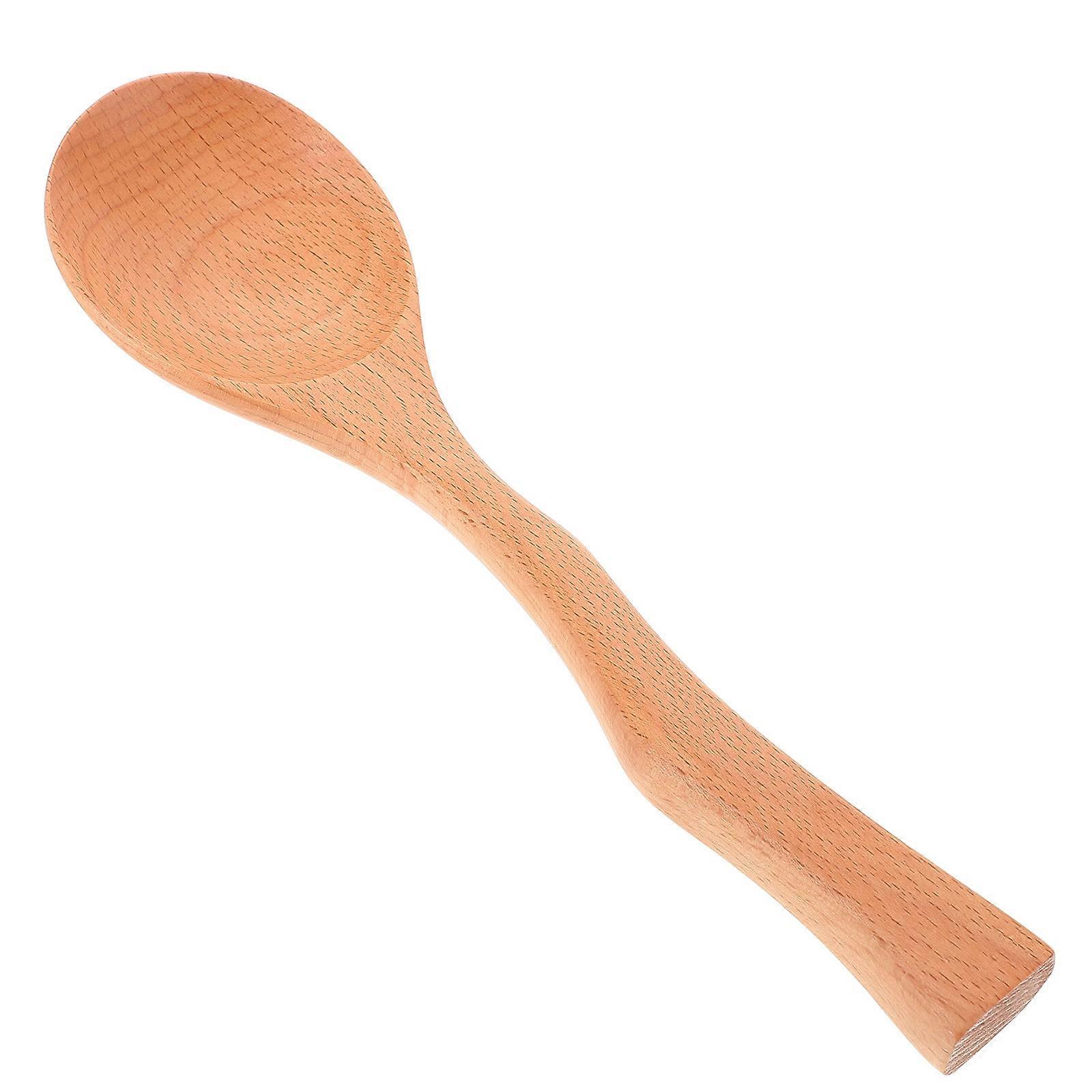 Wooden Cooking Spoons with Long Handle Comfortable Grip Rice Paddle 1 Set Kitchen Utensil for Stirring and Serving