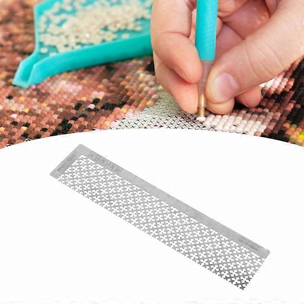 Rhinestone Painting Ruler Stainless Steel Empty Grids Point Drill Pen Ruler for 5D DIY140MM