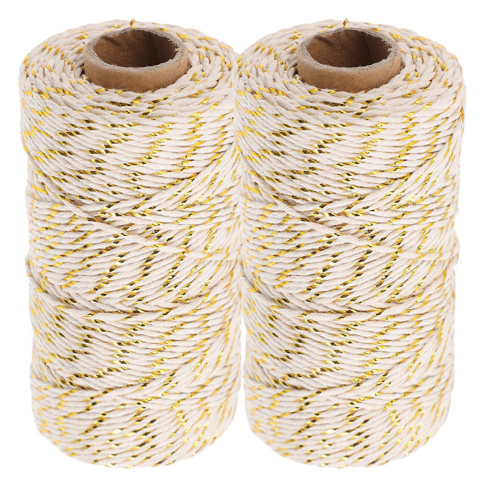 Metallic Cotton Twine Ropes for DIY Wrapping Cord – Ideal for Christmas, Birthday, and Festive Decorations, Crafting, Present Wrapping, and Bakery