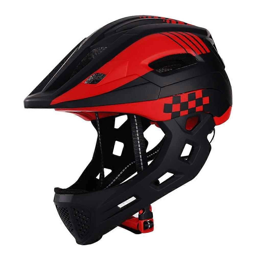 Bike Kids Full Face Helmet Adjustable Bicycle Safety Gear with Warning Light for Scooter and Running Activities