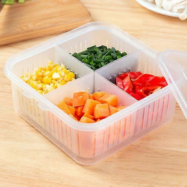4 grids fruit storage box compartment refrigerator freezer org