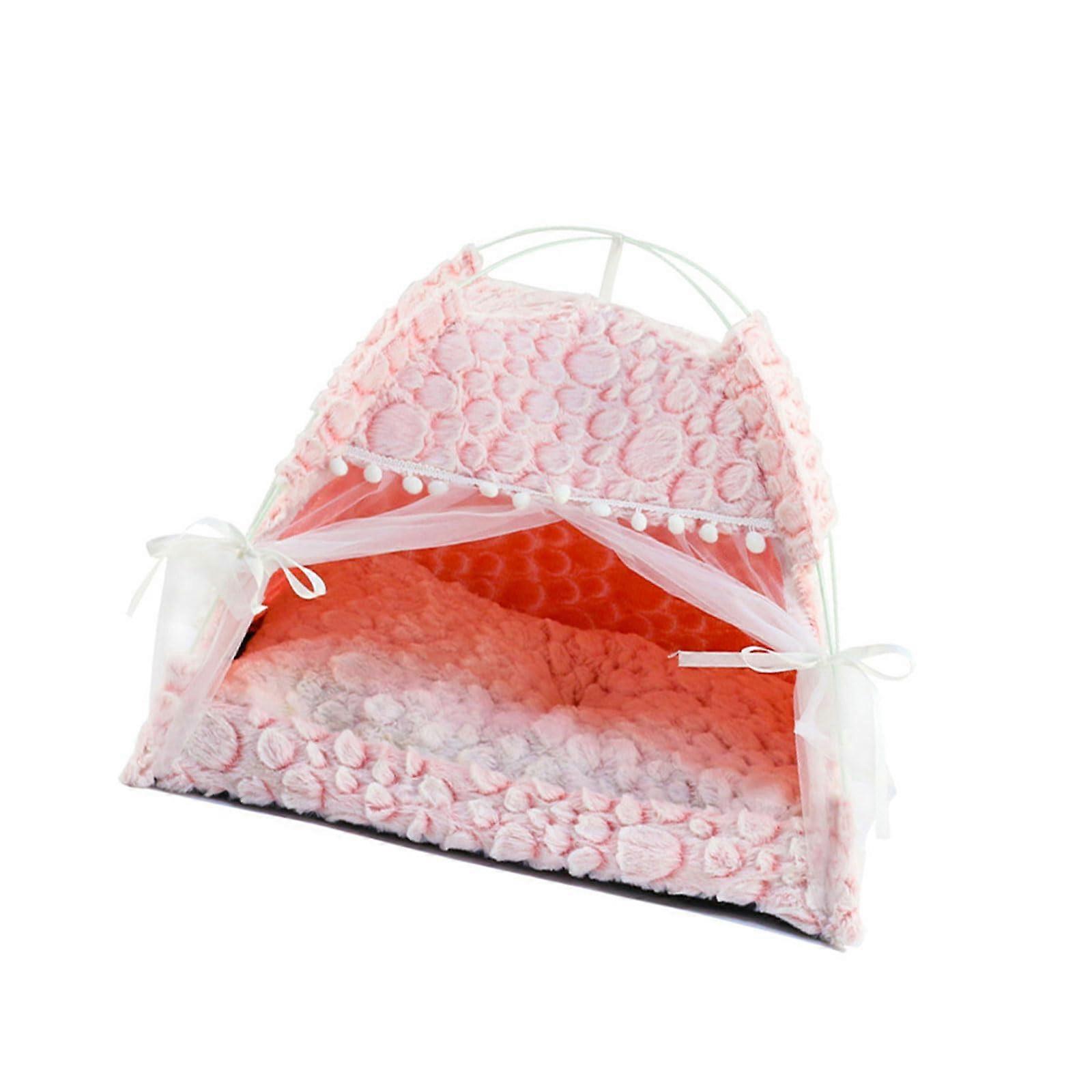 Lovely Plushie Pet Tipi Tent for Kittens and Small Dogs, Lightweight Removable Cat Bed with Washable Cushion