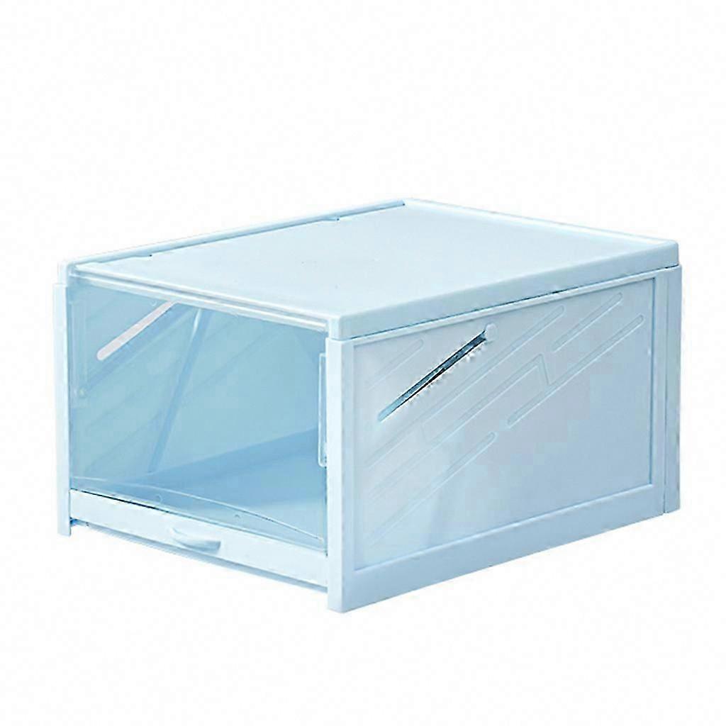 Plastic Shoe Storage Box Stackable Pull Shoe Organizer Container for Men Women White