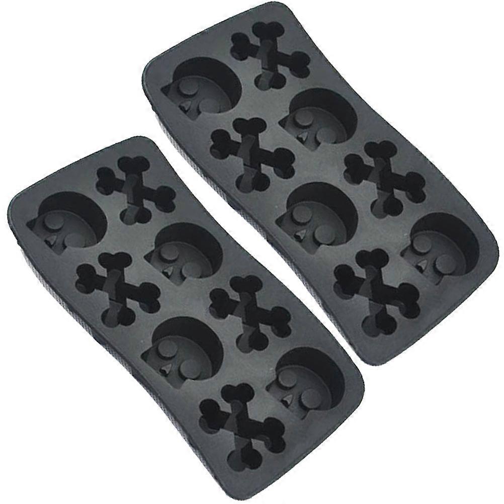 2Set Halloween Supplies Ice Cube Tray Made Skull Shaped Mold For 20X10.2X2Cm