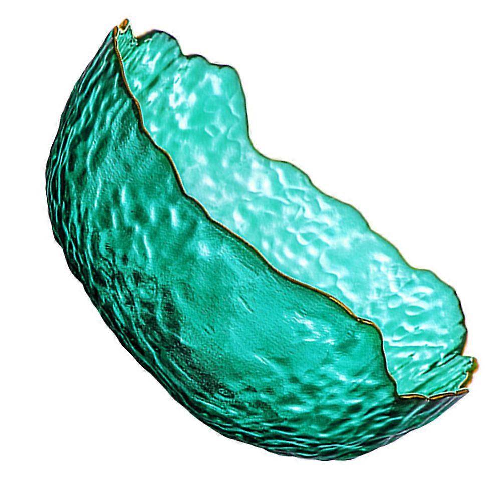 Decorative Glass Bowl Perfect For Dining Occasions With Hand Trace Gold Craft In Green Color 1Set