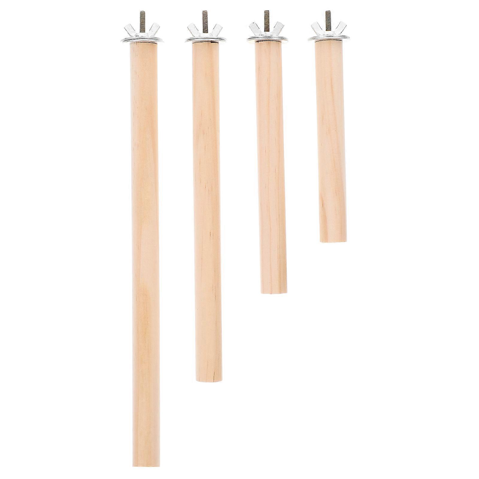 Durable Wood Bird Perch Platform for Pet Use Light Brown Color Stable Standing Toy Accessories 4pcs