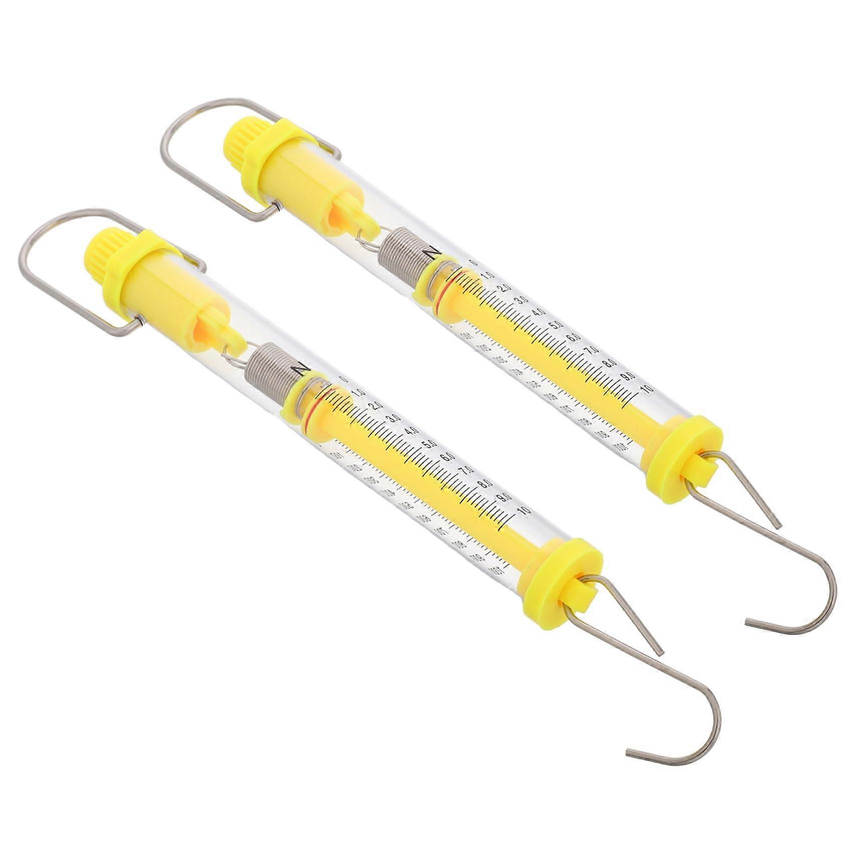 Dynamometer Cylinder Spring Scales 2-Pack for Science Experiments, Plastic Weight Measurement Tools, Pulling Strength Scale