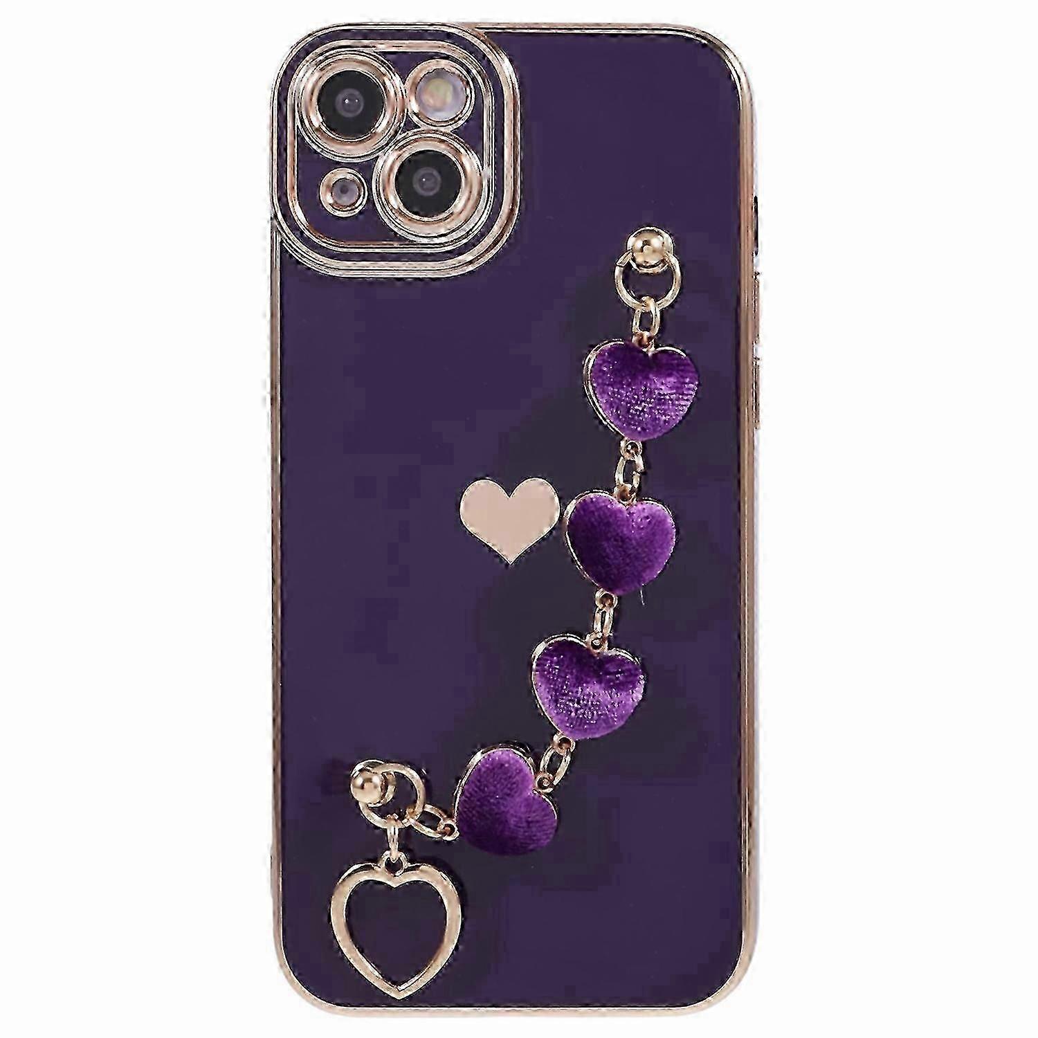 Shockproof Case for Iphone Phone with Electroplating TPU Material and Strap, Compatible with iPhone 15 Plus