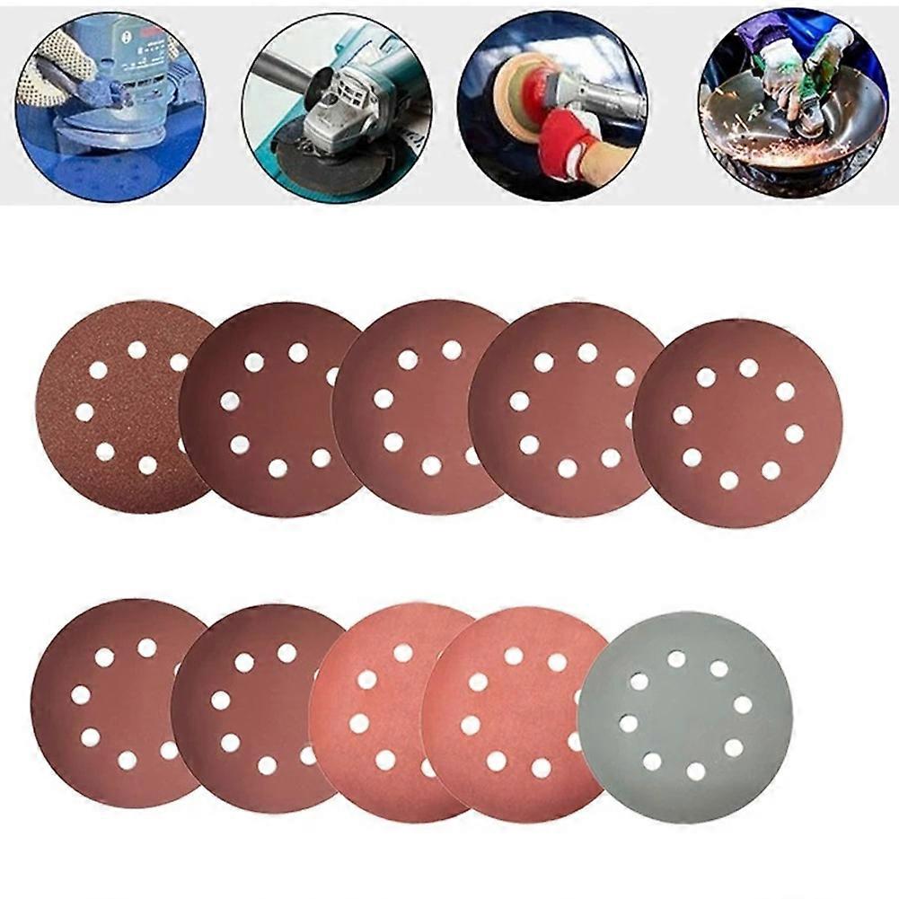 100 Pcs Sanding Discs Sandpaper 125mm 8 Hole Mixed Grit 80-3000 Hook And Loop For Sanding Polishing Tools Accessories