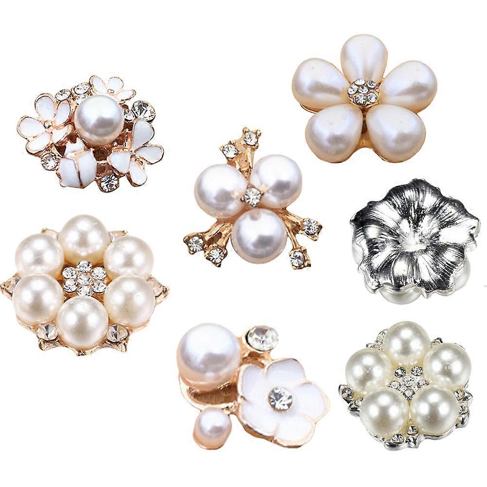 12pcs Assorted Color Rhinestone Pearl Embellishments for DIY Crafts Alloy Floral Handwear