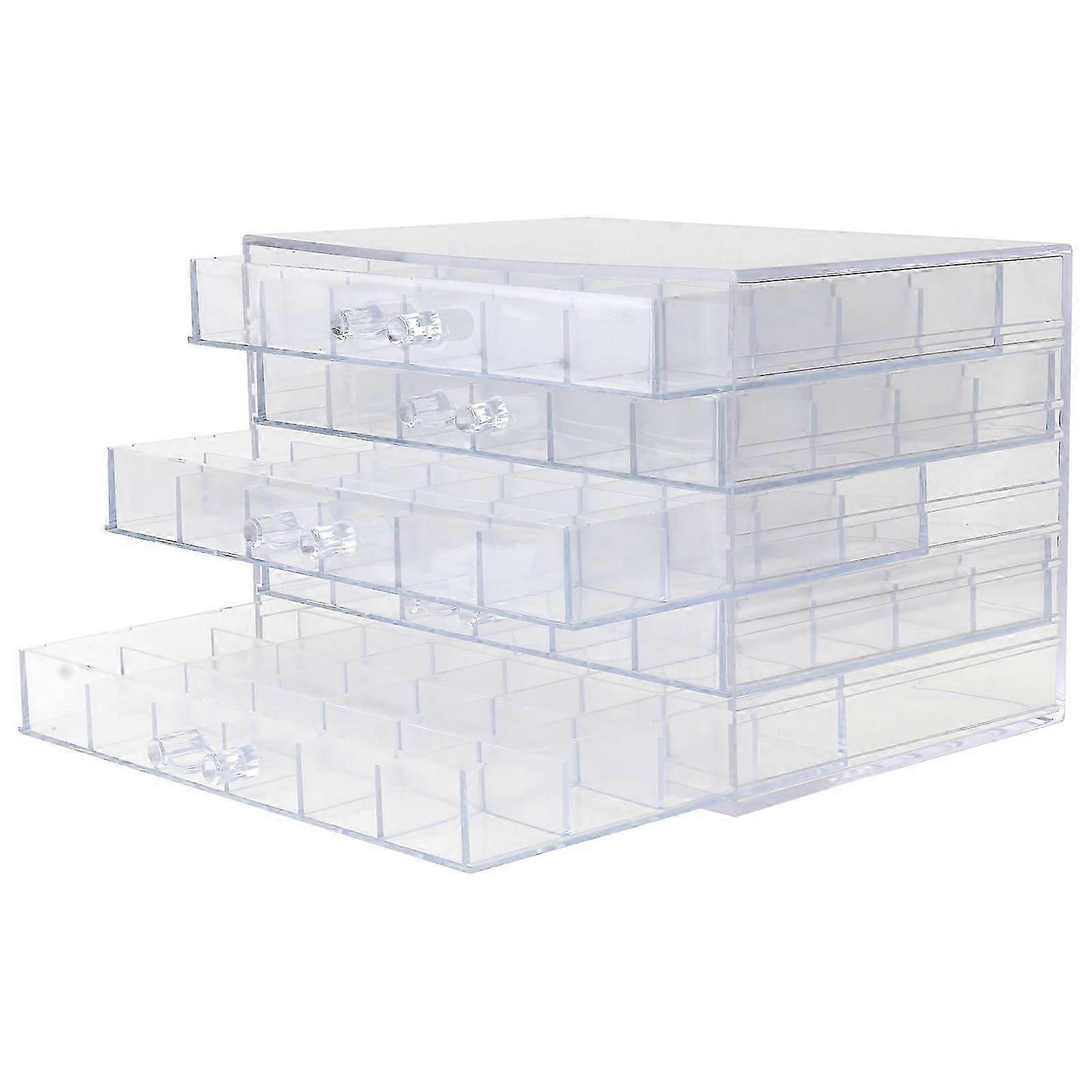 Jewelry Organizer Container Nail Art Charms Case Transparent Rectangular Shape For Studio Use 21.4x14.5cm Abs Material 1Pc