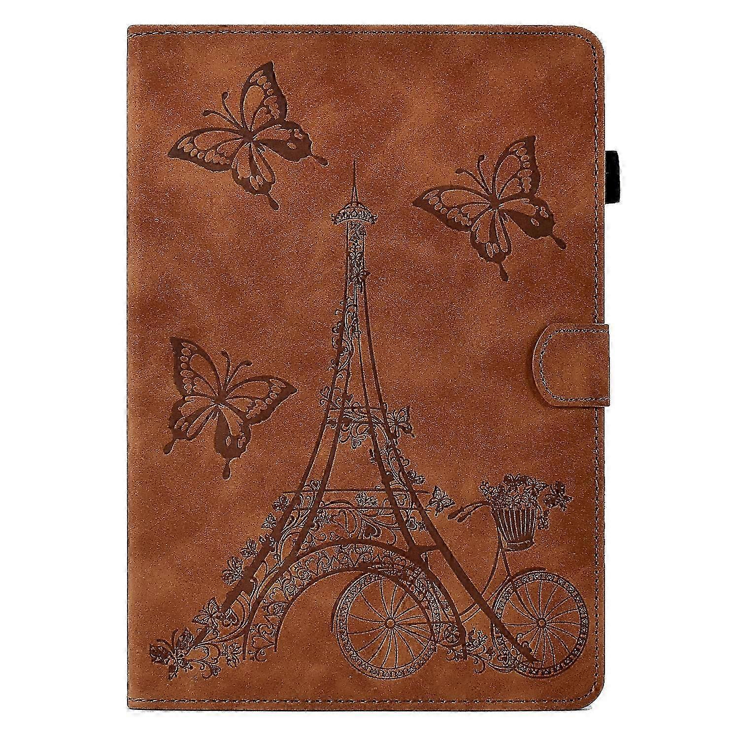Tablet Case For Lenovo M10 Tower Embossed Leather Smart Tablet Case(Brown)