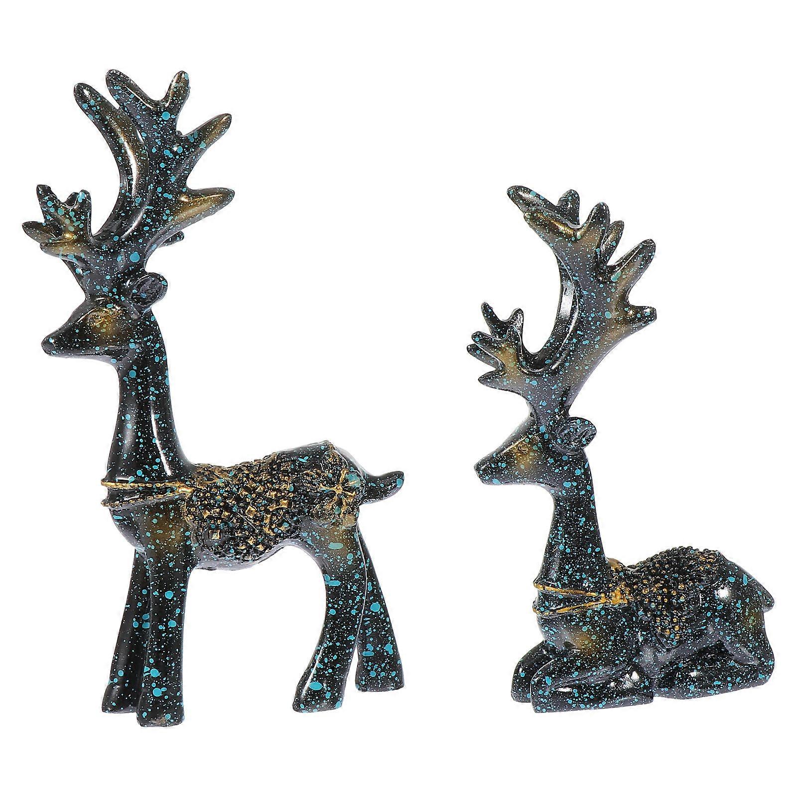 Blue Elk Modeling Ornament Perfect For Christmas Car Decoration 11X5.5X2.5CM Material 1Set