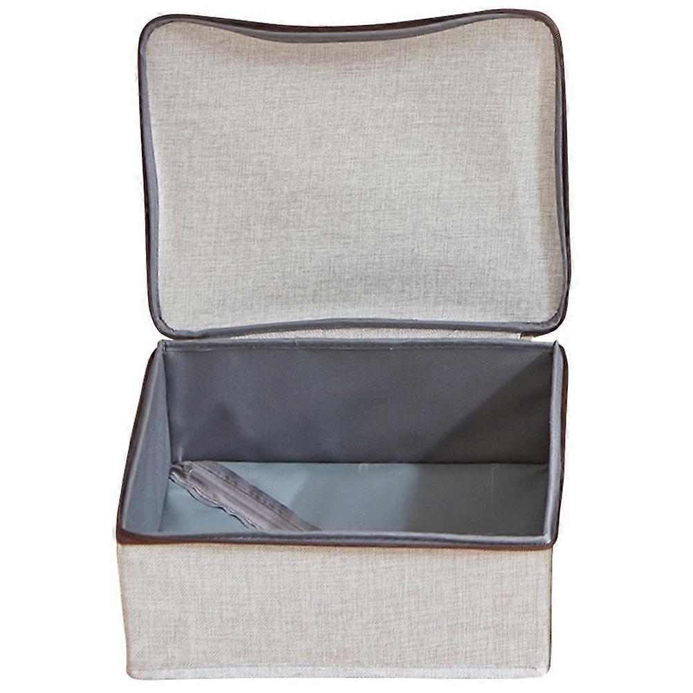 Grey Foldable Clothing Storage Case with Double Zipper for Bedroom Organization Fits P/C PP PE Materials