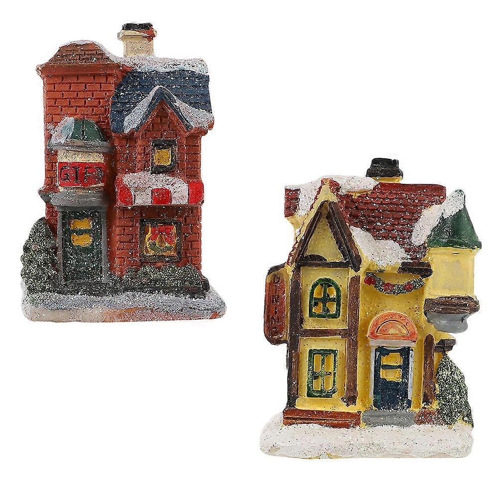 Glow In The Dark Resin House Decor House Shape Christmas Party Supplies Festive Atmosphere 2Pcs