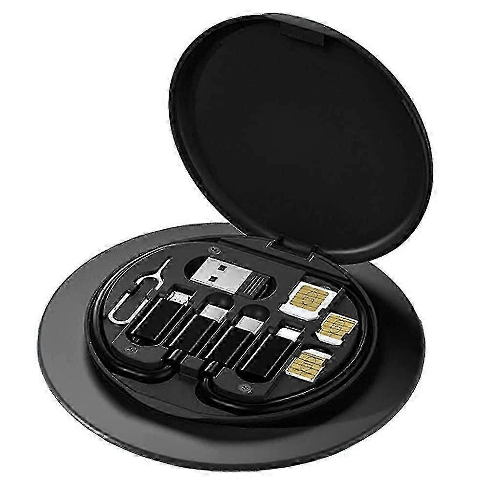 USB Adapter Cable Conversion Storage Box, Multi-Type Charging Line USB C to Lightning Type C Micro Data Transfer Tool Hr