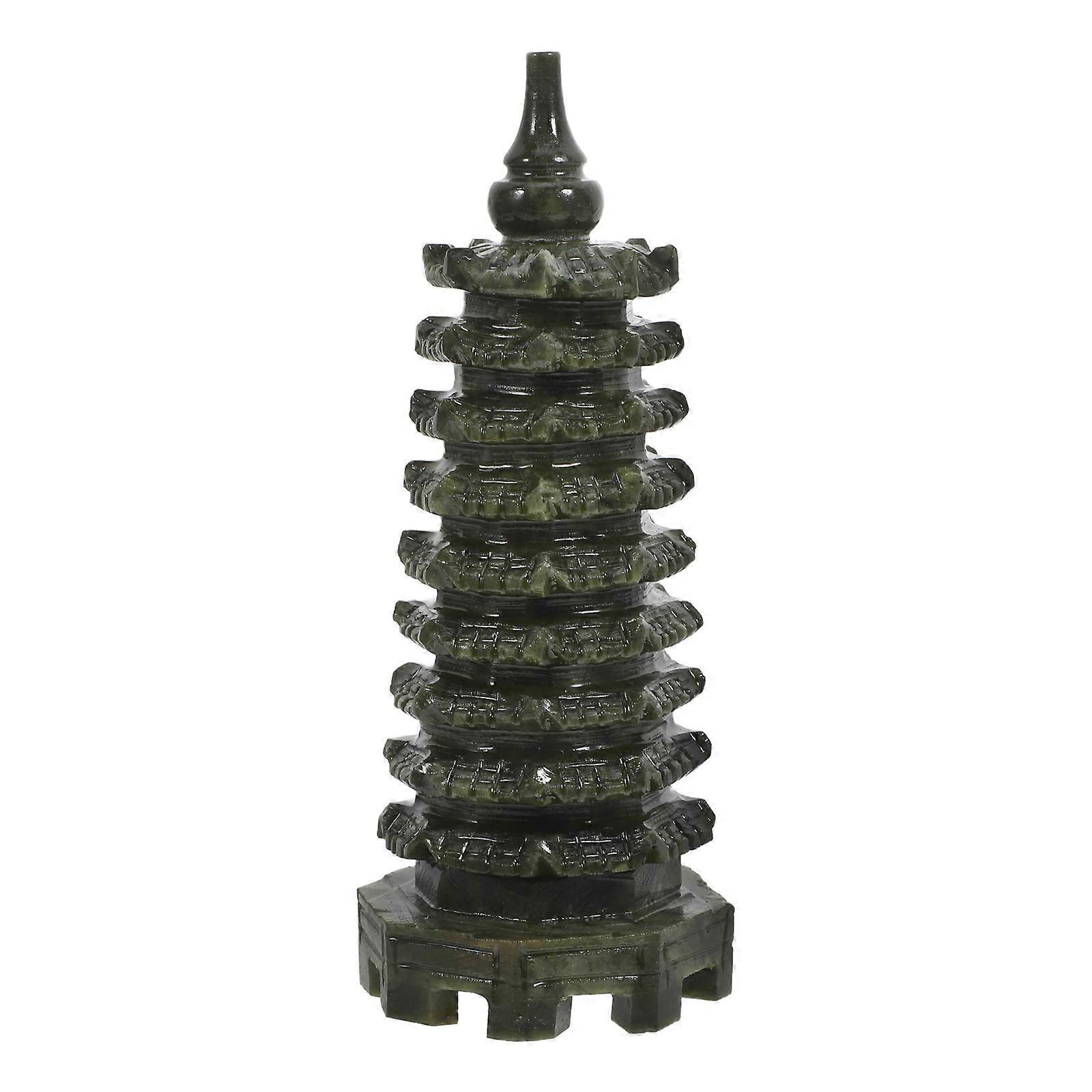 Hand Carved Wenchang Tower Statue Jade For Art Collectors 16cm Focus Enhancement 1Pcs