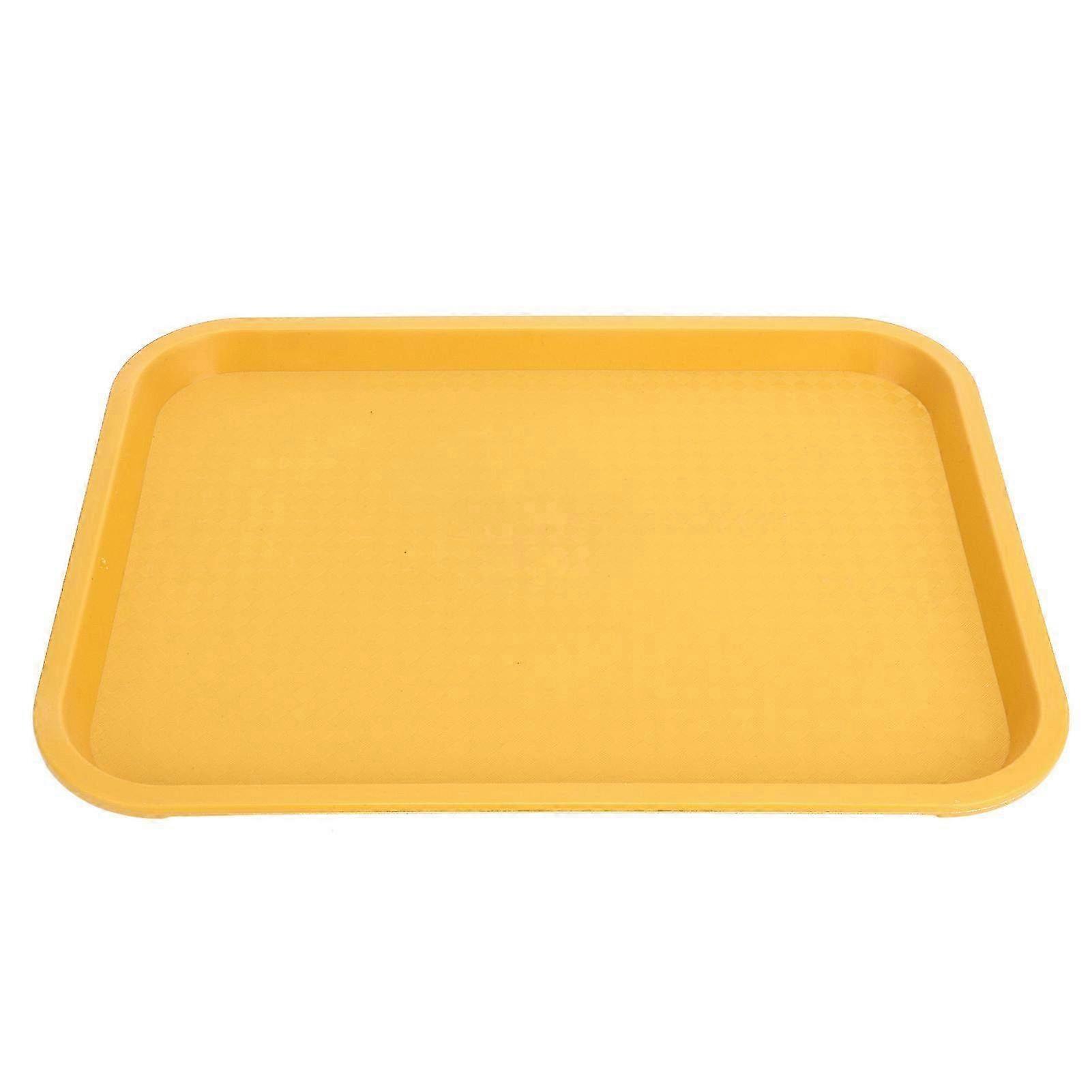 Rectangular Fast Food Service Tray - Slip Resistant Multi-Purpose Yellow Tray for Restaurant & Canteen Use