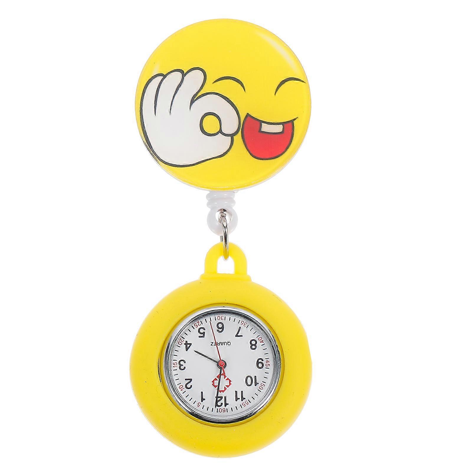 Cute Clip On Nursing Watch With Big Watch Face For Medical Professionals In Yellow Color Made Of Silicone And Glass 1Pair