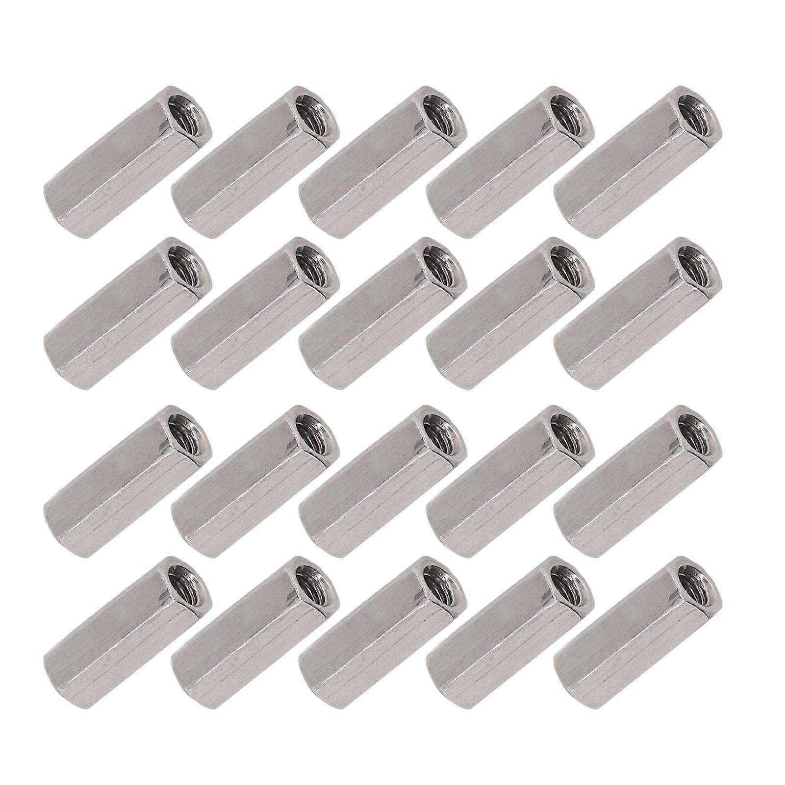 20Pcs Hex Coupling Nut 304 Stainless Steel Rust Proof Female Thread M5 Connector Nut Silver