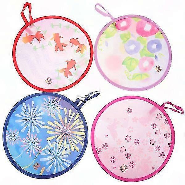 4pcs Traditional Round Mini Fan - Portable Foldable Hand Fan for Dancing & Performance