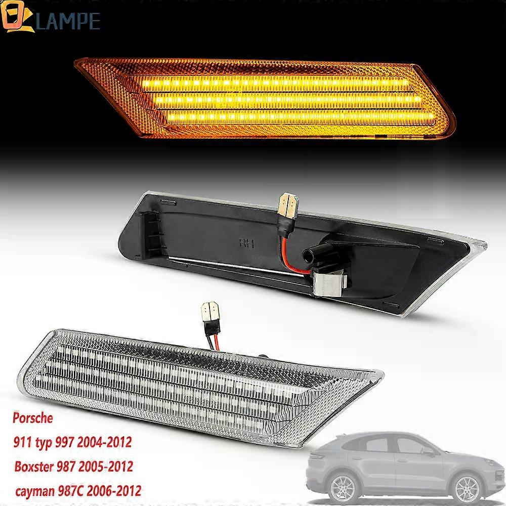2PCS LED Dynamic Side Marker Sequential Turn Signal Light For Porsche 911 997 Carrera GT2 GT3 Boxster Cayman 987