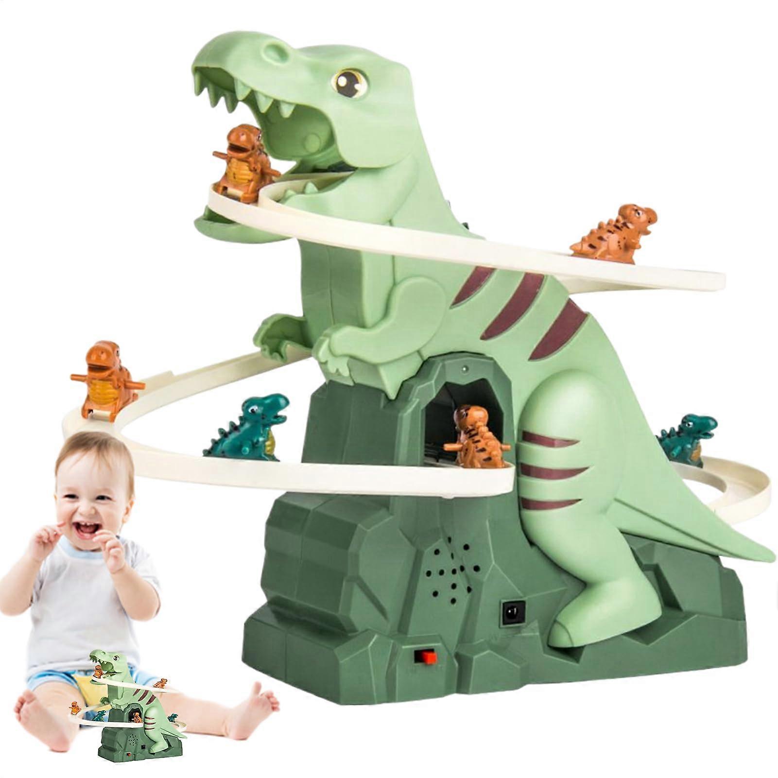 Climbing Dinosaur Toy Electric Racing Car Track with Lighting Toddler Playset with Light and Sound for Ages 3 and Up
