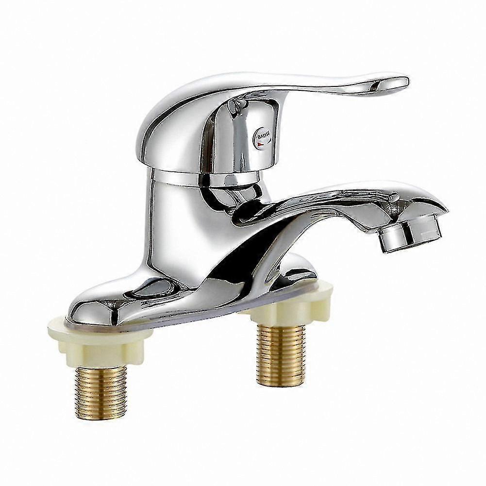 Single-Handle Bathroom Sink Mixer Tap for Hot and Cold Water, Double-Hole Washbasin Faucet with Design