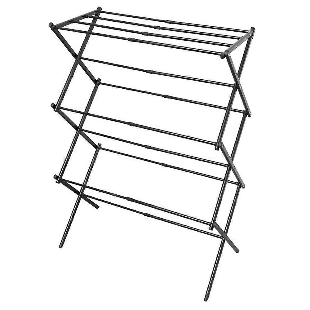 Folding Clothes Drying Rack Carbon Steel + PP Space Saving Retractable Floor Standing Towel Hanger