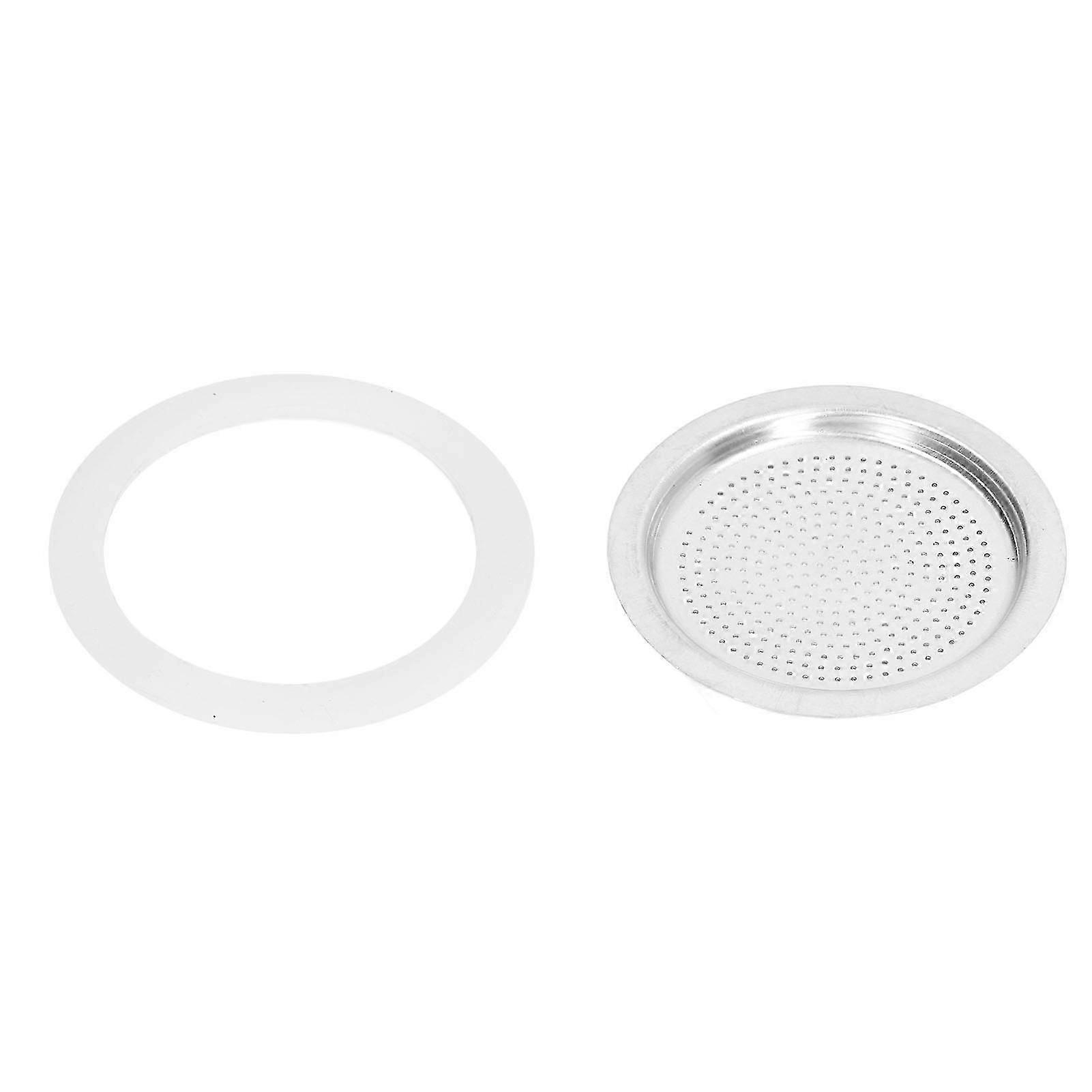 Coffee Pot Filter Sealing Ring and Filter Set Reusable Aluminum Filter Disc for