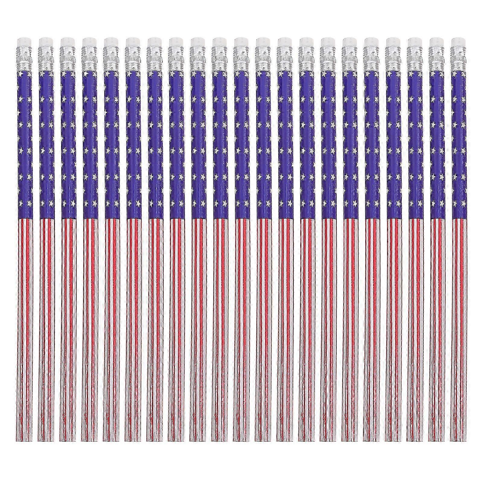 أقلام رصاص وطنية تحت عنوان العلم الأمريكي تحت عنوان قلم رصاص خشبي لوازم مدرسية بألوان متنوعة 60 قطعة 19.00X1.00X1.00CMلون متنوع SZRH A-D
