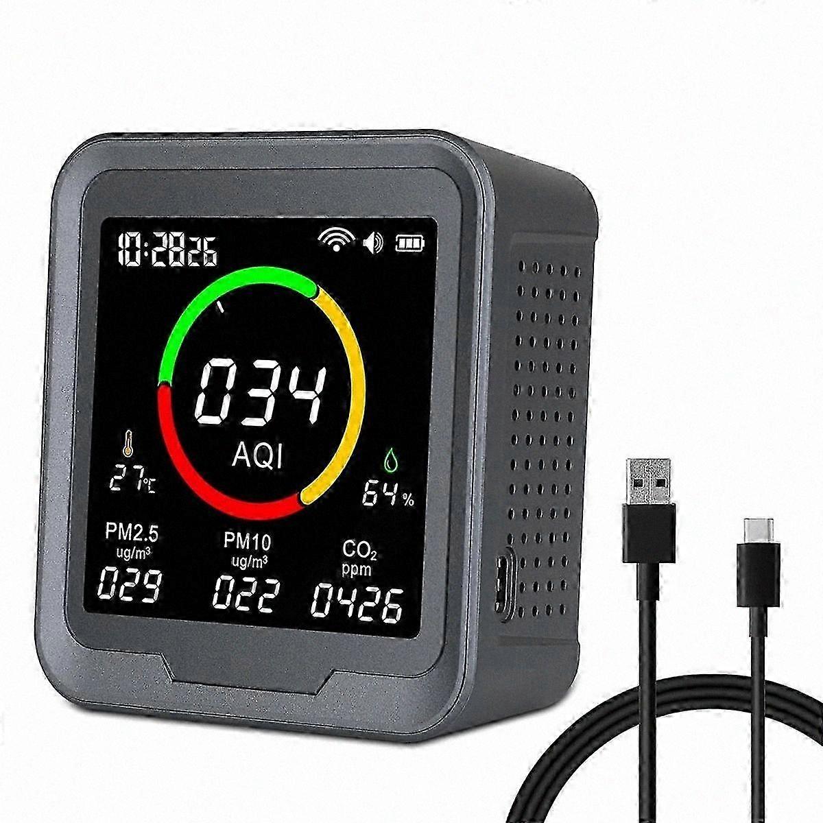 WiFi TuYa 6 in 1 CO2 Detector with Monitor Carbon Dioxide Meter Digital Temperature Humidity Tester