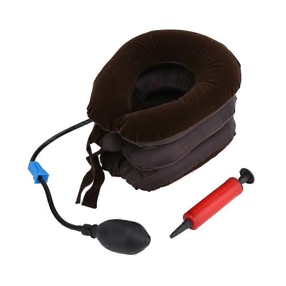 Cervical traction device with three-layer inflatable air pillow