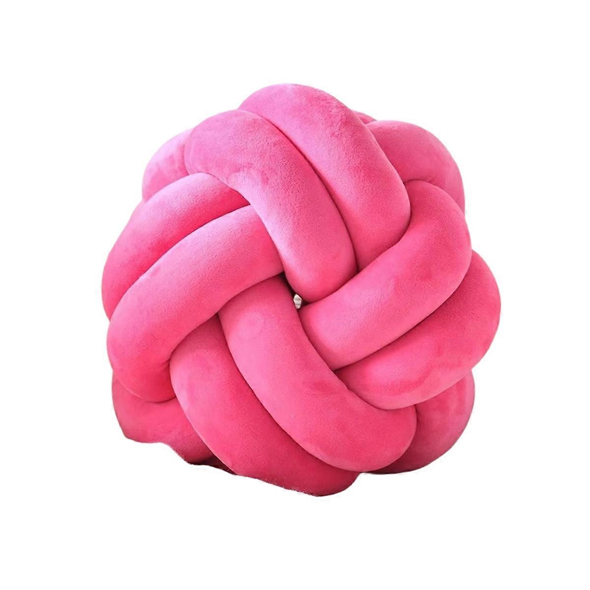 Knot Ball, Decorative Throw Cushion, Round Changeability Knotted ,Couch (Hot Pink)