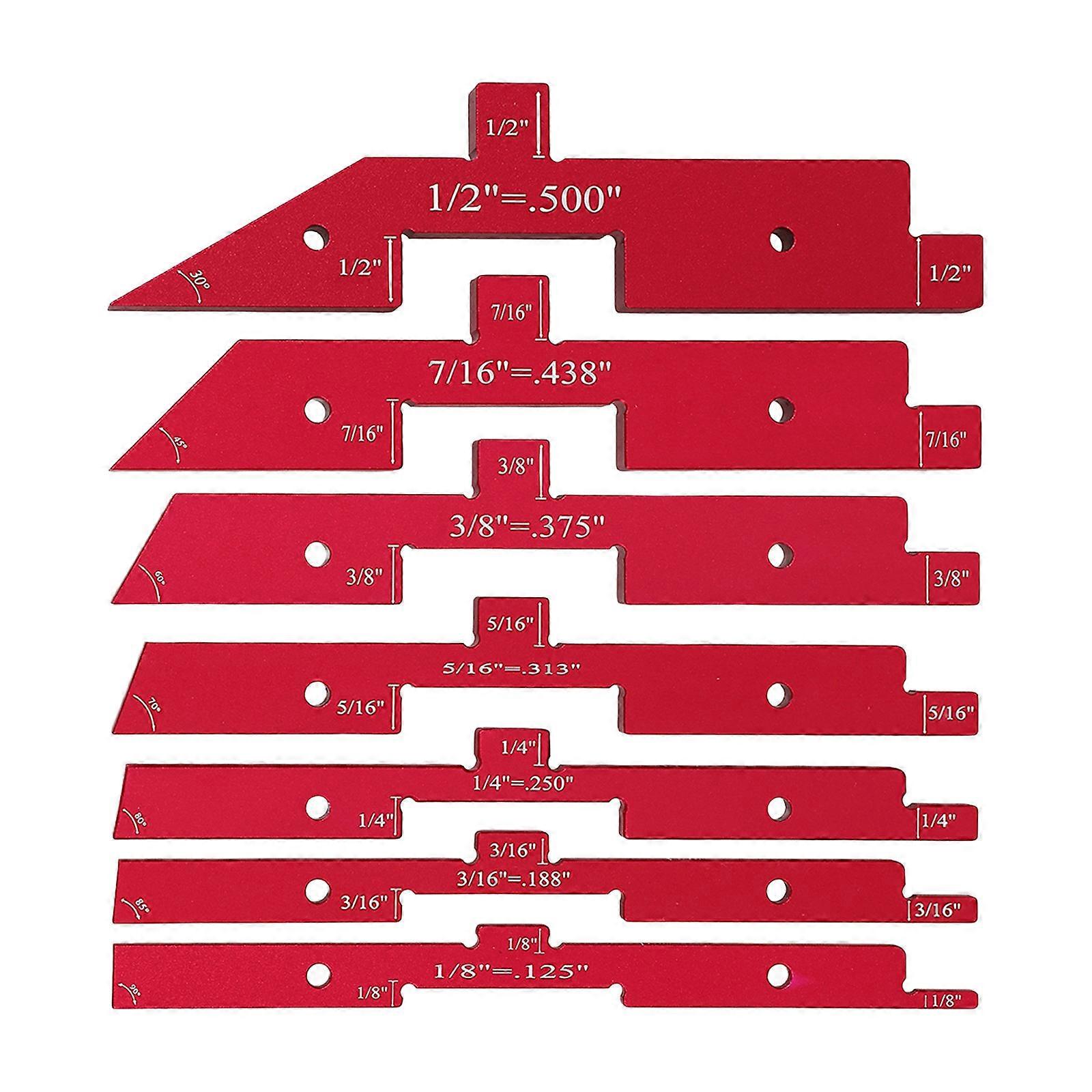 Adjustable Height Woodworking Setup Blocks 7pcs Aluminum Alloy Red Gauge for DIY Professional