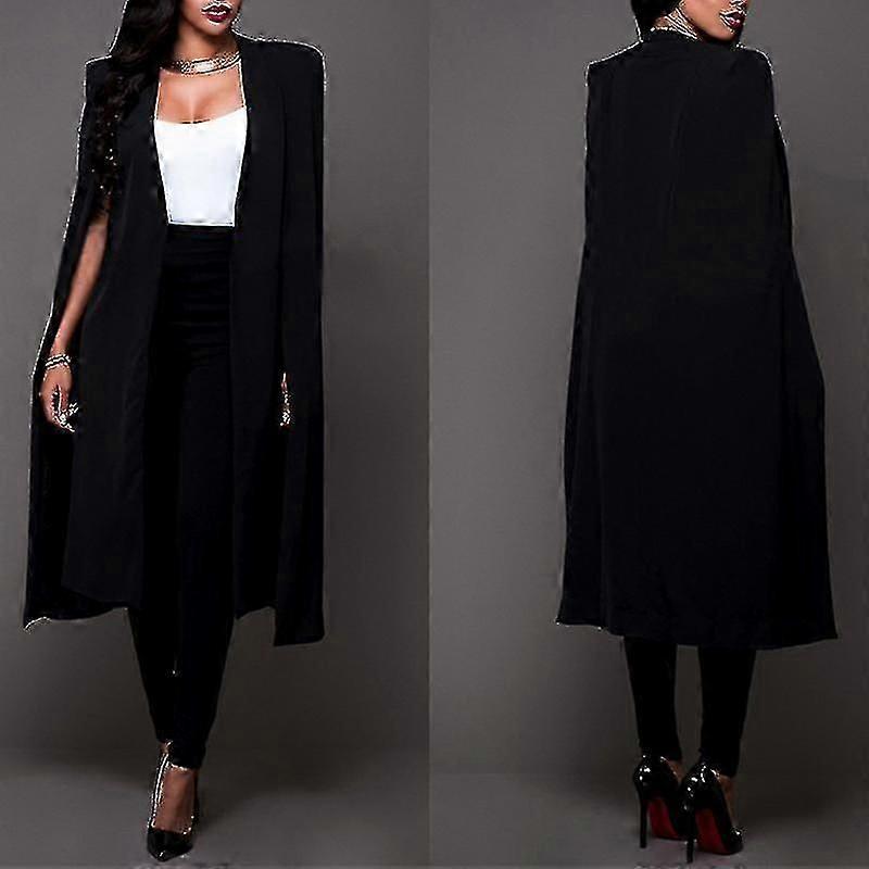 Women's Casual Open Front Cape Cloak Trench Duster Coat - Long