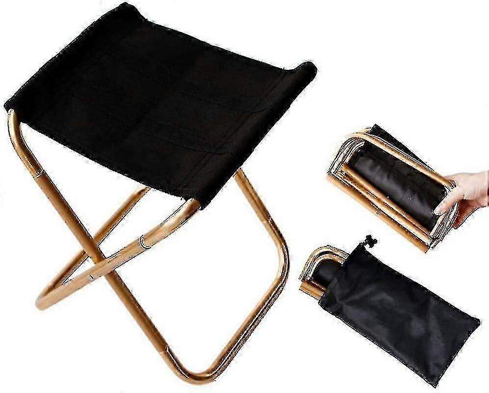 Golden Mini Portable Folding Chair Aluminium Compact Ultralight Stool with Carry Bag
