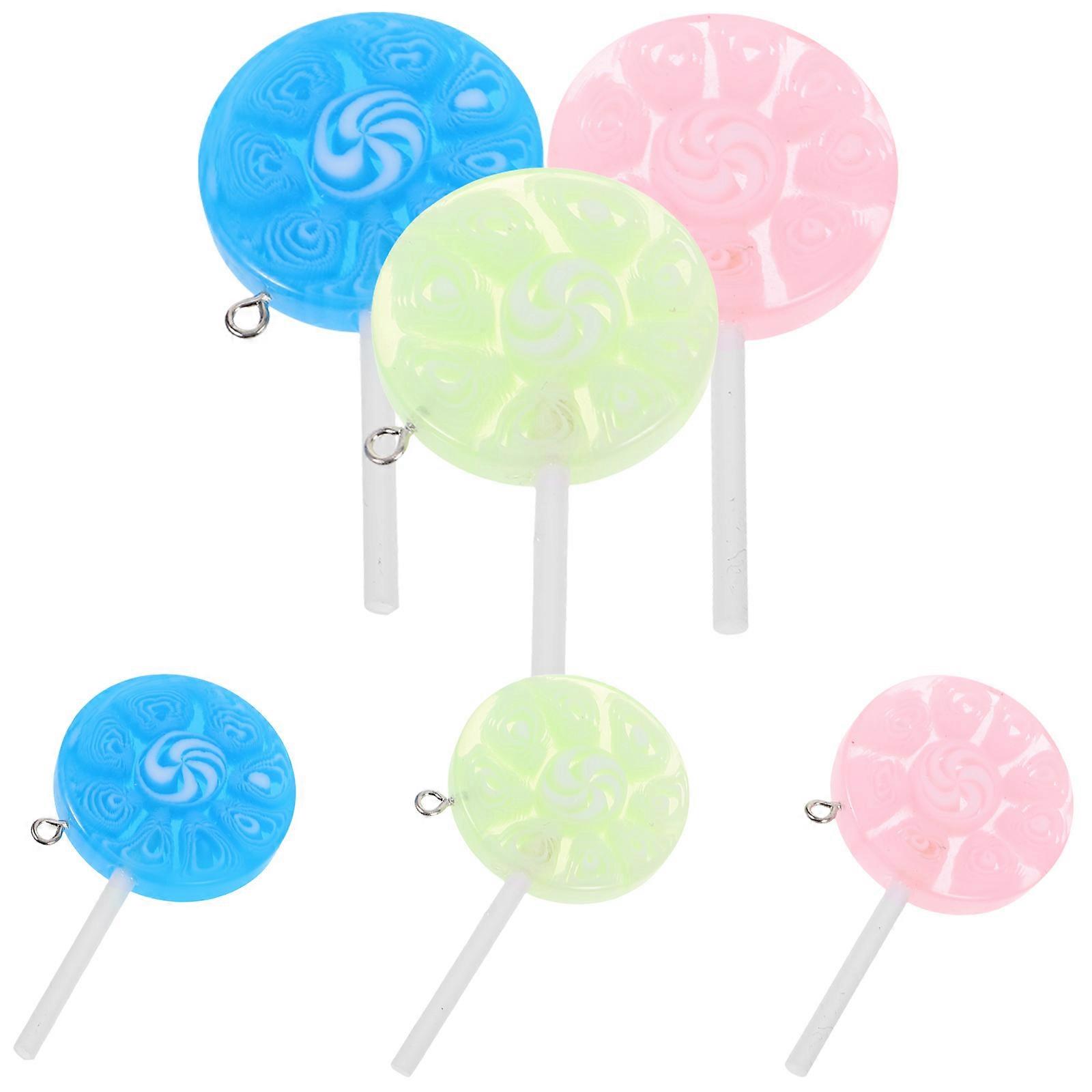 Jewelry Decorations Lollipop Pendants Craft Enthusiasts Assorted Color Plastic Resin for Diy Projects 6Pcs